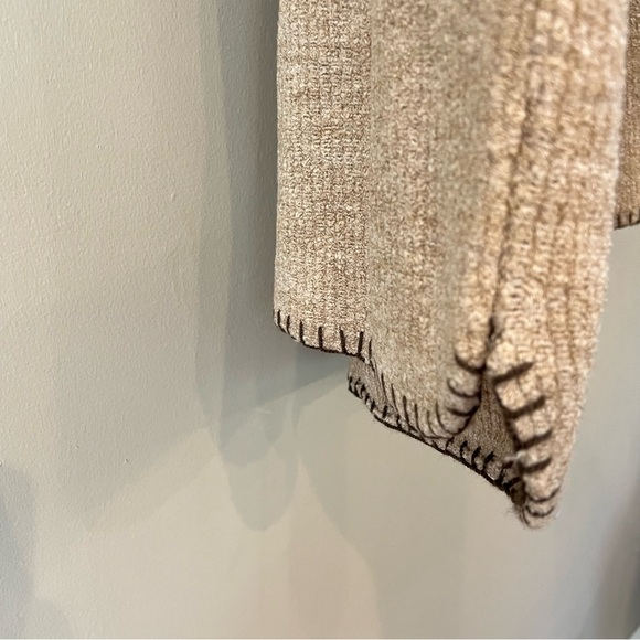 OOAK VTG Turkish Sweater Tan Toggle Horn Bone Buttons Brown Faux Suede Straps - Picture 3 of 11